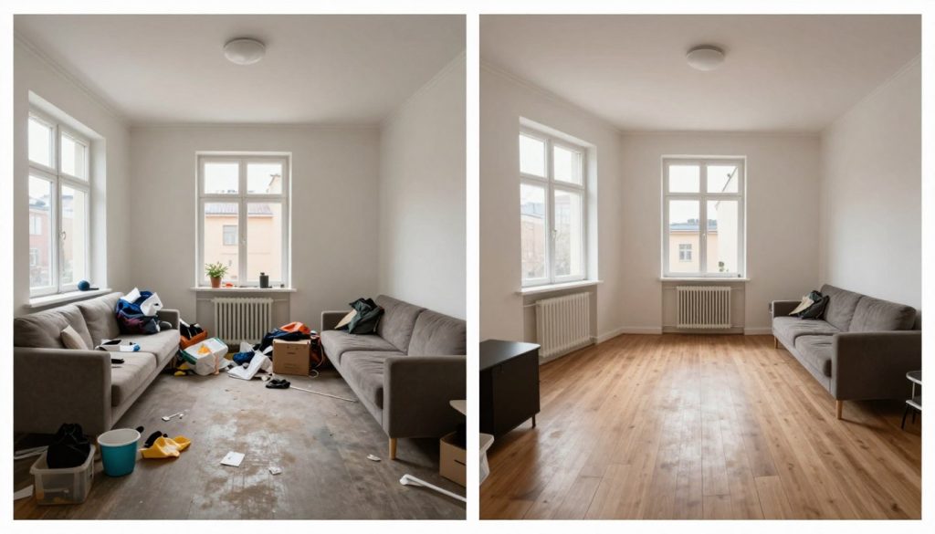 Misärsanering Stockholm - Före och efter bild av en sanerad lägenhet