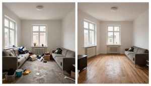 Misärsanering Stockholm - Före och efter bild av en sanerad lägenhet