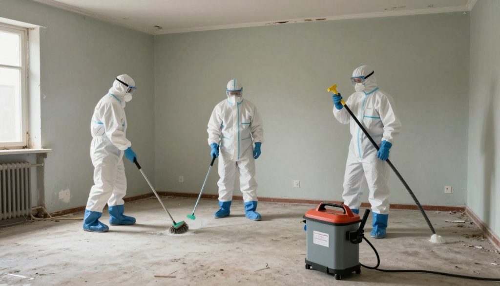 Professionellt team genomför sanering med specialutrustning