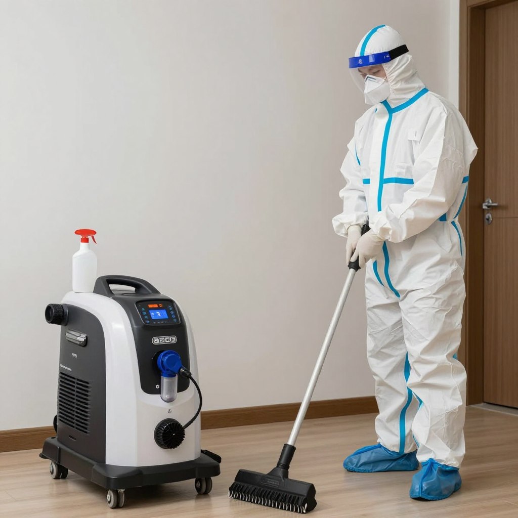 Specialutrustning för sanering av lägenhet efter dödsfall