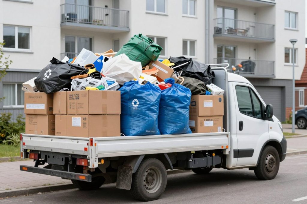 Transport av avfall till återvinningscentral efter röjning