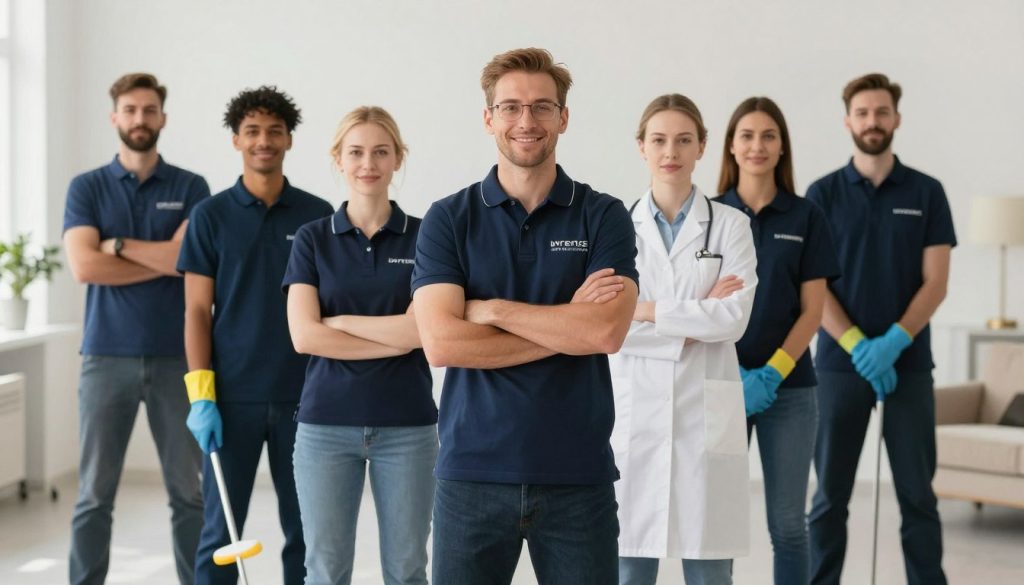 Vårt professionella team för extremstädning dödsbo i arbetskläder